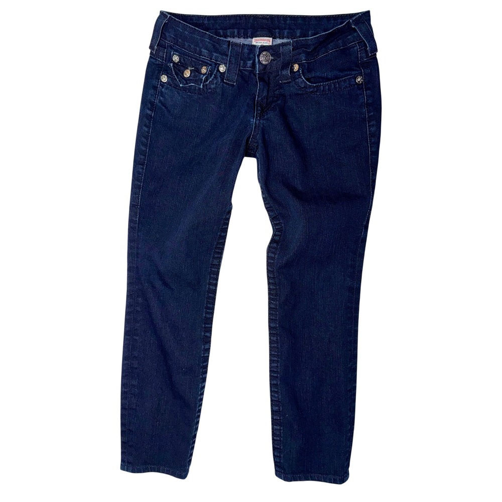 True Religion Section Skinny Jeans Dark Indigo‎ Glitter Horseshoe Women 26x24